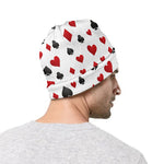 Red And Black Playing Card Suits Print Beanie