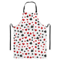 Red And Black Playing Card Suits Print Bib Apron With Pocket