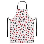 Red And Black Playing Card Suits Print Bib Apron With Pocket