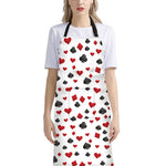 Red And Black Playing Card Suits Print Bib Apron With Pocket