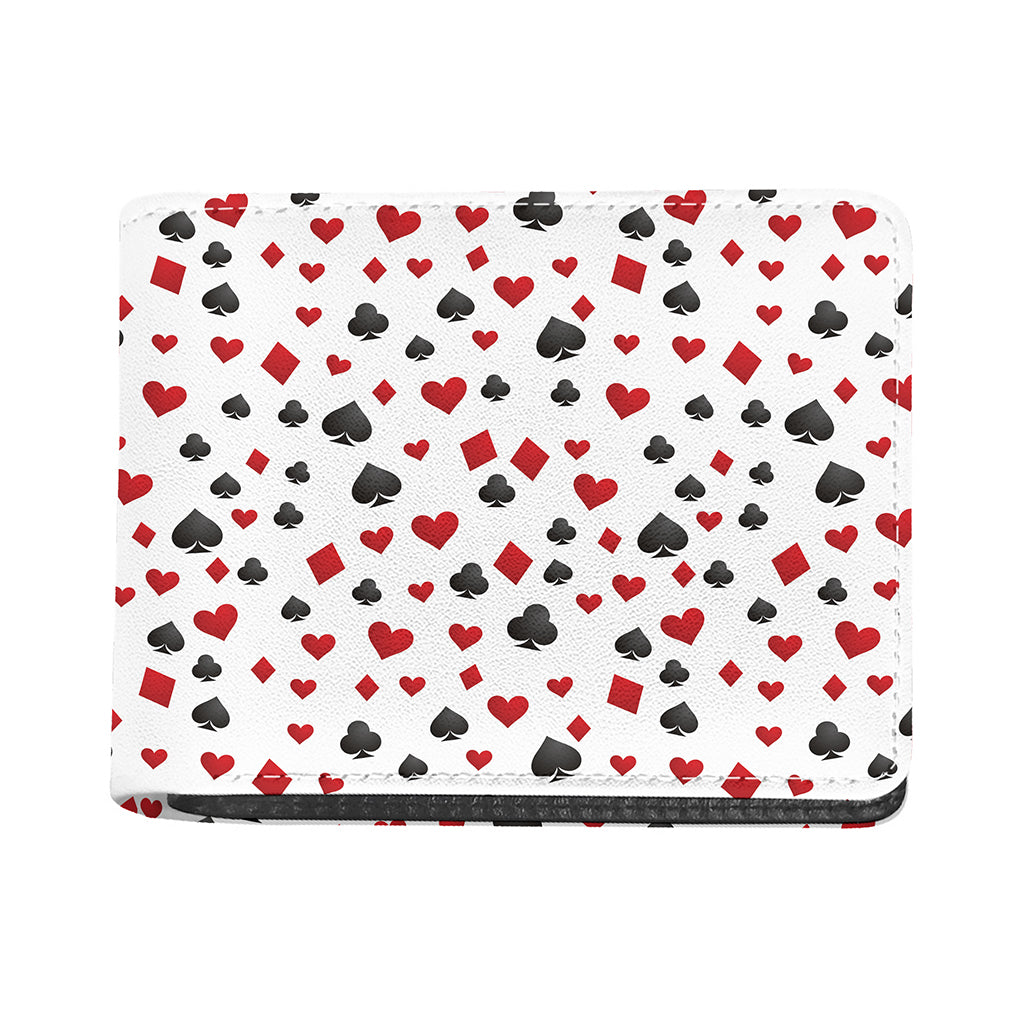 Red And Black Playing Card Suits Print Bifold Wallet