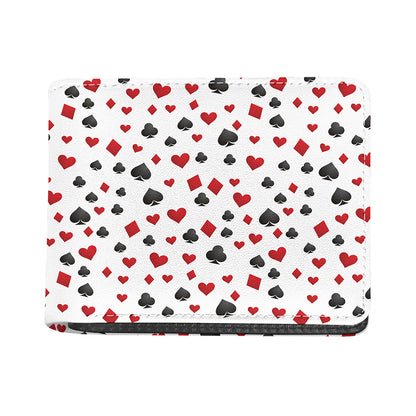 Red And Black Playing Card Suits Print Bifold Wallet