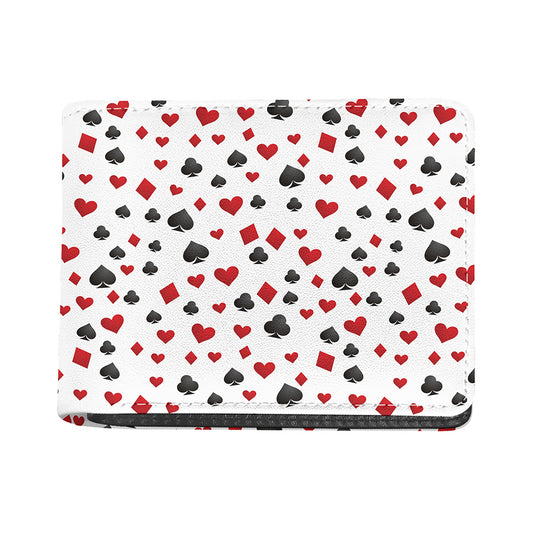 Red And Black Playing Card Suits Print Bifold Wallet