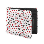Red And Black Playing Card Suits Print Bifold Wallet