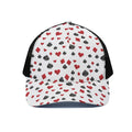 Red And Black Playing Card Suits Print Black Mesh Trucker Hat
