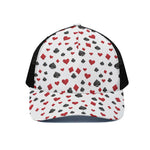 Red And Black Playing Card Suits Print Black Mesh Trucker Cap