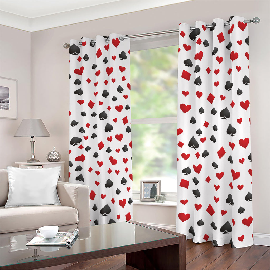 Red And Black Playing Card Suits Print Blackout Grommet Curtains