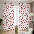 Red And Black Playing Card Suits Print Dimout Pencil Pleat Curtains