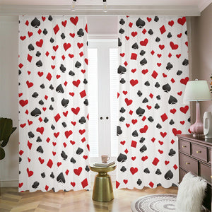 Red And Black Playing Card Suits Print Blackout Pencil Pleat Curtains