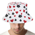 Red And Black Playing Card Suits Print Bucket Hat