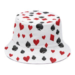 Red And Black Playing Card Suits Print Bucket Hat