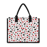Red And Black Playing Card Suits Print Canvas Tote Bag