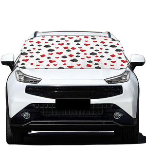 Red And Black Playing Card Suits Print Car Windshield Snow Cover