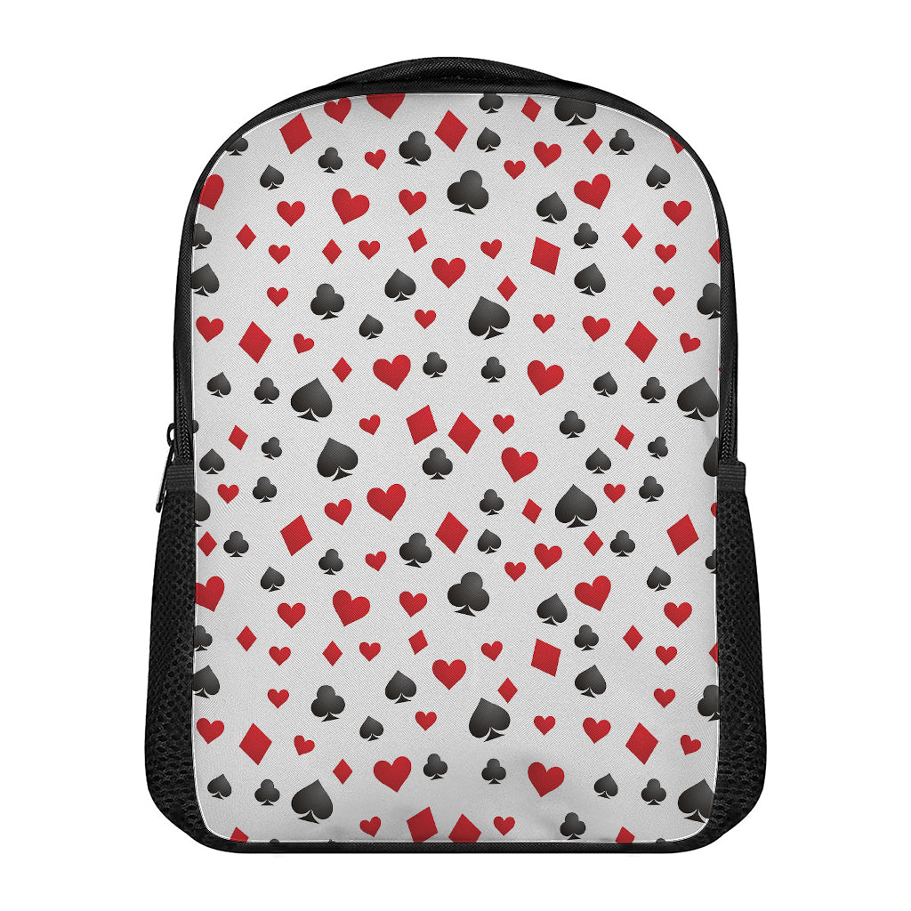 Red And Black Playing Card Suits Print Casual Backpack