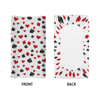 Red And Black Playing Card Suits Print Changing Pad Cover