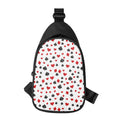 Red And Black Playing Card Suits Print Sling Bag