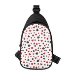 Red And Black Playing Card Suits Print Chest Bag