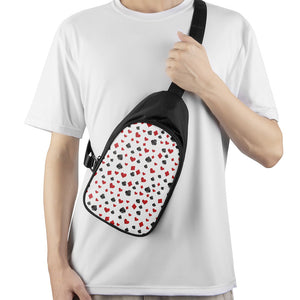 Red And Black Playing Card Suits Print Chest Bag