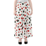 Red And Black Playing Card Suits Print Chiffon Maxi Skirt