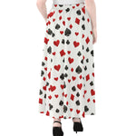 Red And Black Playing Card Suits Print Chiffon Maxi Skirt