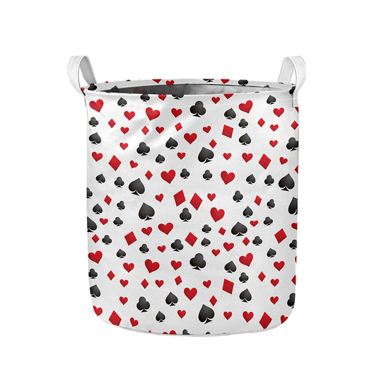 Red And Black Playing Card Suits Print Collapsible Laundry Basket