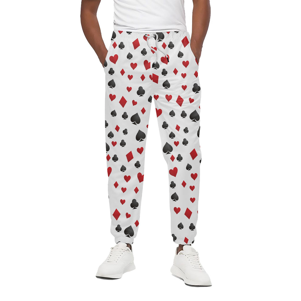 Red And Black Playing Card Suits Print Cotton Pants