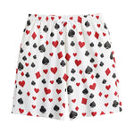 Red And Black Playing Card Suits Print Cotton Shorts