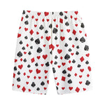 Red And Black Playing Card Suits Print Cotton Shorts