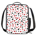 Red And Black Playing Card Suits Print Crossbody Lunch Bag
