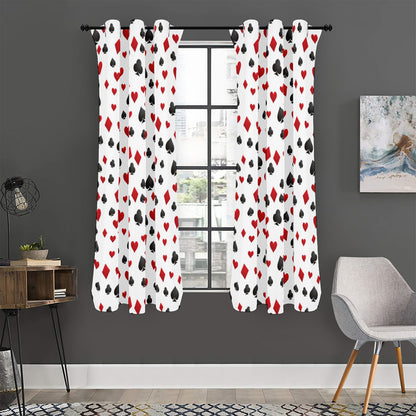 Red And Black Playing Card Suits Print Curtain
