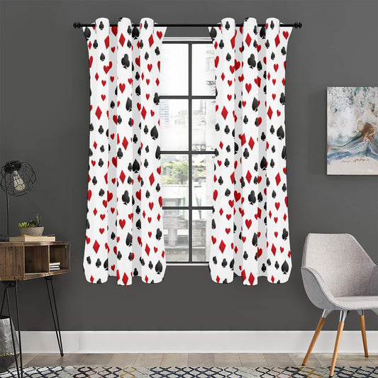 Red And Black Playing Card Suits Print Curtain
