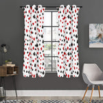 Red And Black Playing Card Suits Print Curtain