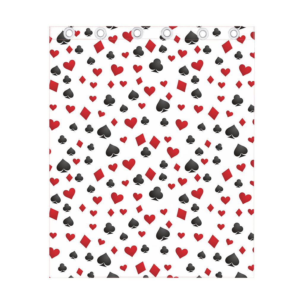 Red And Black Playing Card Suits Print Curtain
