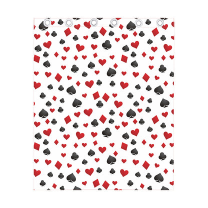 Red And Black Playing Card Suits Print Curtain