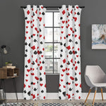 Red And Black Playing Card Suits Print Curtain