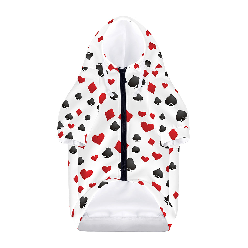 Red And Black Playing Card Suits Print Dog Zip Up Hoodie