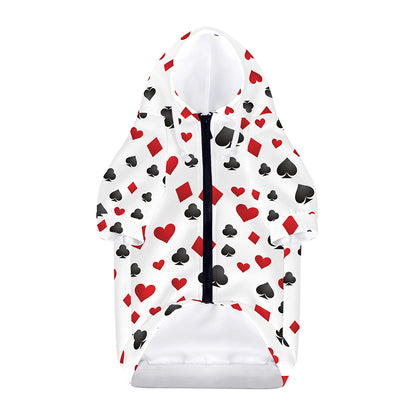 Red And Black Playing Card Suits Print Dog Zip Up Hoodie