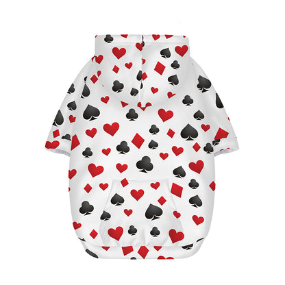 Red And Black Playing Card Suits Print Dog Zip Up Hoodie