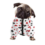 Red And Black Playing Card Suits Print Dog Zip Up Jacket