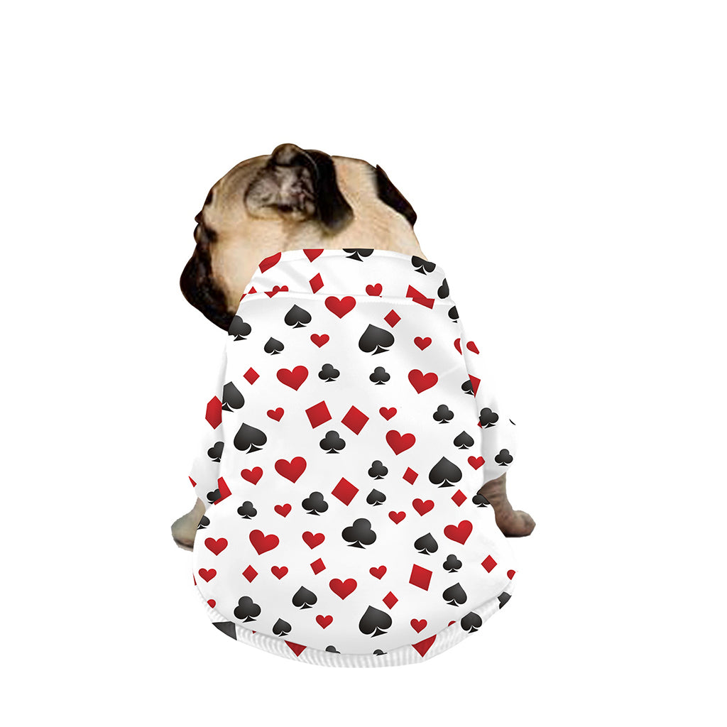 Red And Black Playing Card Suits Print Dog Zip Up Jacket