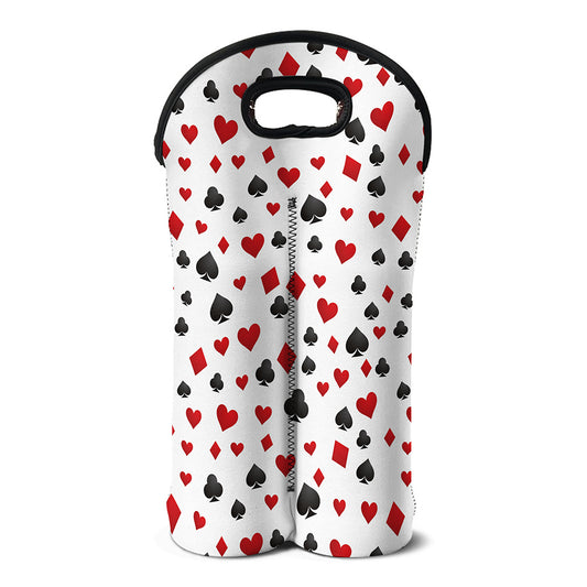 Red And Black Playing Card Suits Print Double Neoprene Wine Tote