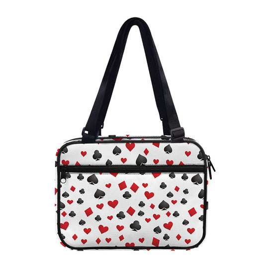 Red And Black Playing Card Suits Print Double Strap Bible Bag