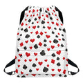 Red And Black Playing Card Suits Print Drawstring Backpack