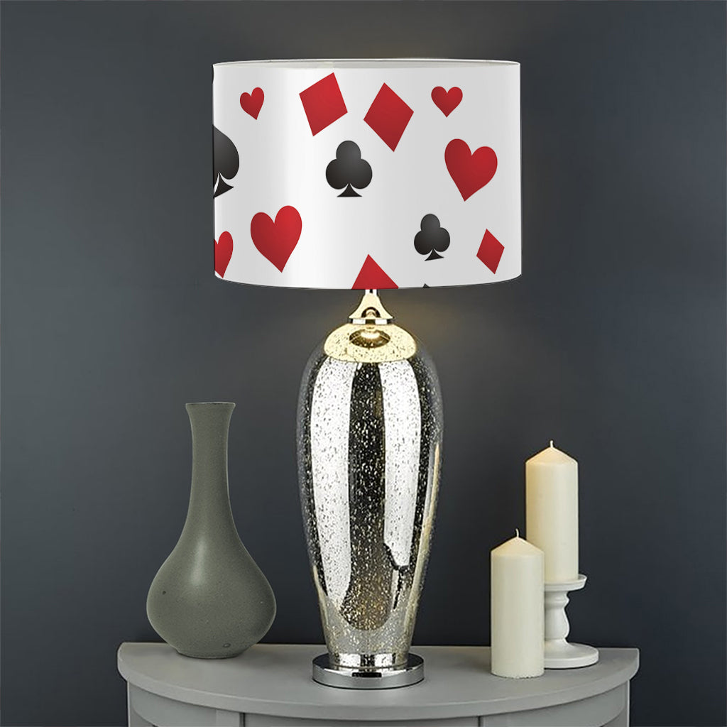 Red And Black Playing Card Suits Print Drum Lamp Shade