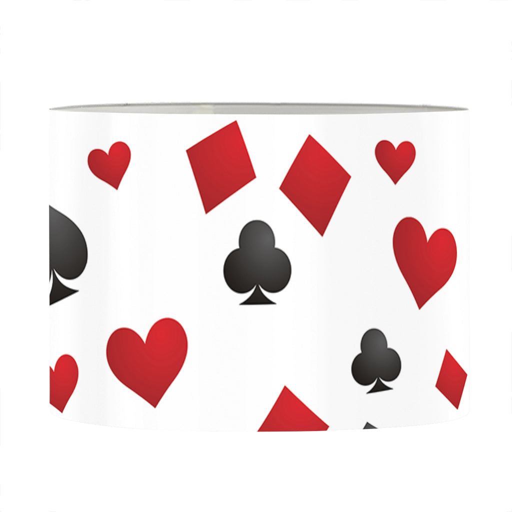 Red And Black Playing Card Suits Print Drum Lamp Shade