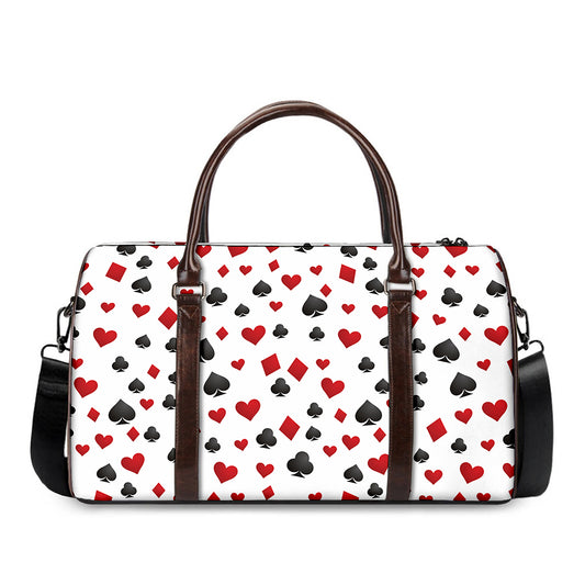 Red And Black Playing Card Suits Print Duffle Bag