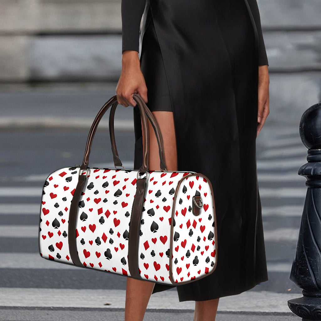 Red And Black Playing Card Suits Print Duffle Bag