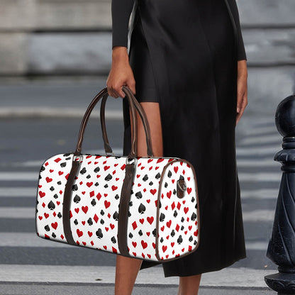 Red And Black Playing Card Suits Print Duffle Bag