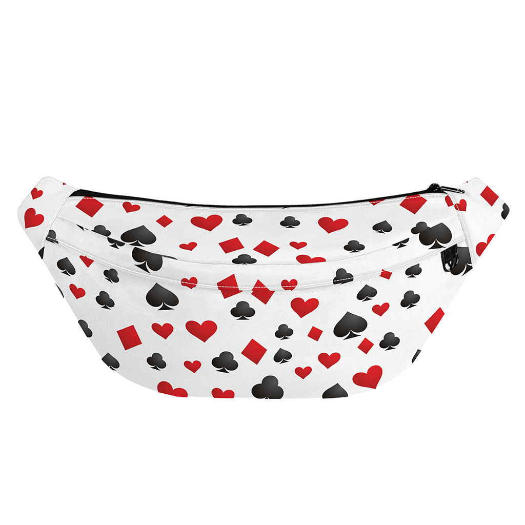 Red And Black Playing Card Suits Print Fanny Pack