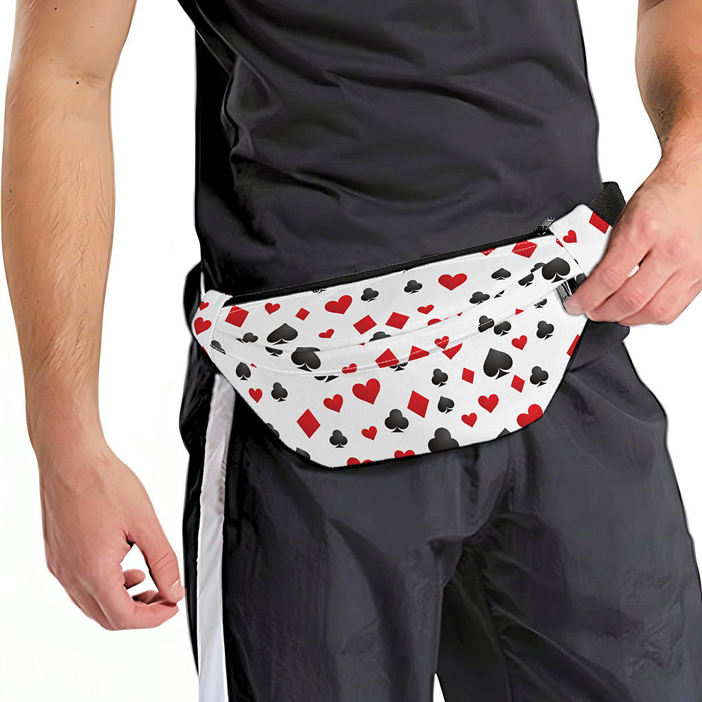 Red And Black Playing Card Suits Print Fanny Pack